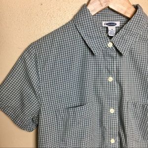VTG 90s Old Navy Plaid Button Down Polo Top Medium